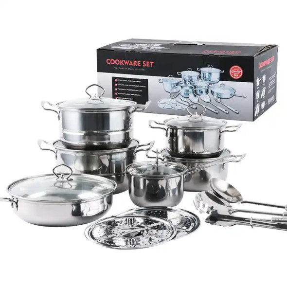Metal Stainless Steel 18pcs Cookware Sets