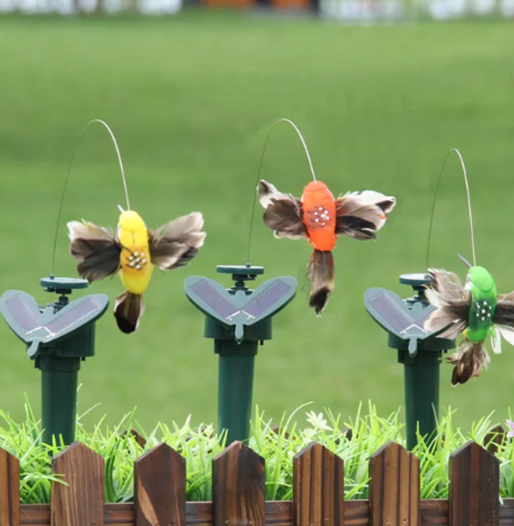 Set of 2 Solar-Powered Hummingbird Garden Ornaments