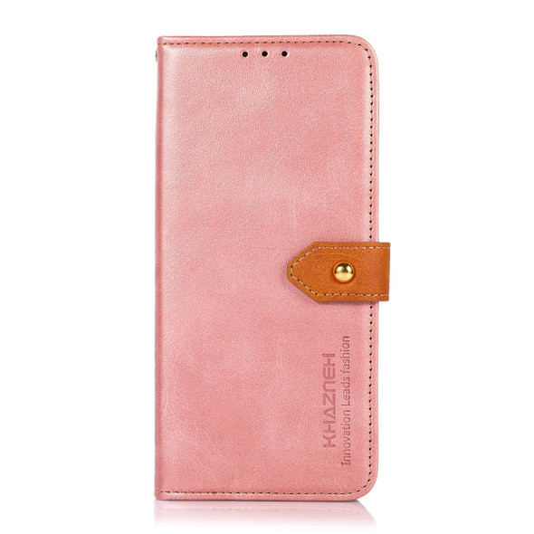For Nokia C12 4G KHAZNEH Dual-color Cowhide Texture Flip Leatherette Phone Case(Rose Gold)