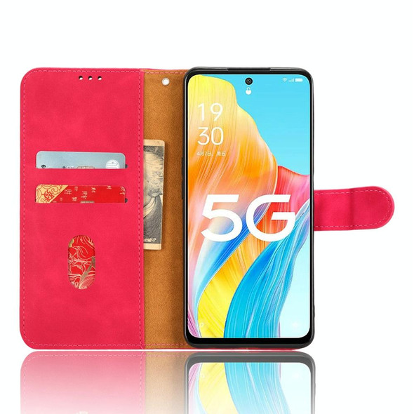 For OPPO A1 5G Skin Feel Magnetic Flip Leatherette Phone Case(Rose Red)