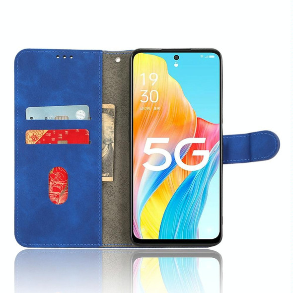 For OPPO A1 5G Skin Feel Magnetic Flip Leatherette Phone Case(Blue)