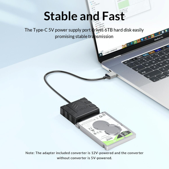 ORICO UTS1 Type-C / USB-C USB 3.0 2.5-inch SATA HDD Adapter with 12V 2A Power Adapter, Cable Length:0.3m(US Plug)