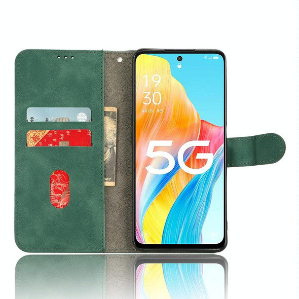For OPPO A1 5G Skin Feel Magnetic Flip Leatherette Phone Case(Green)