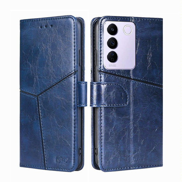 For vivo S16e Geometric Stitching Flip Leatherette Phone Case(Blue)
