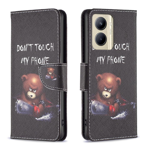 For Realme C33 Colored Drawing Pattern Leatherette Phone Case(Bear)