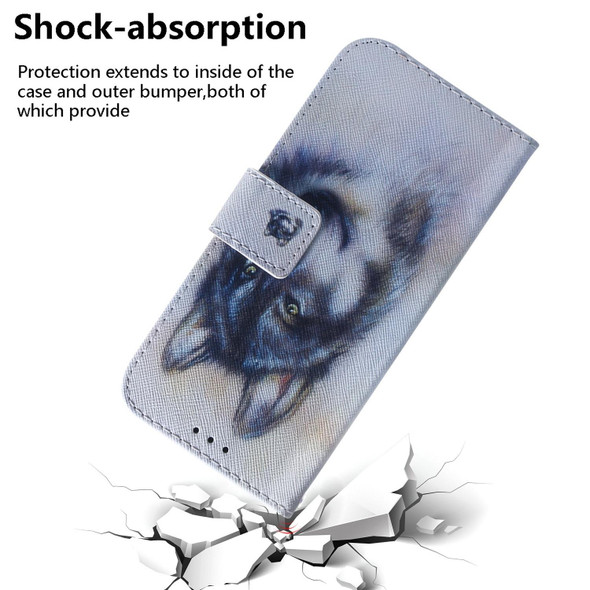 For Realme C55 Coloured Drawing Flip Leatherette Phone Case(White Wolf)