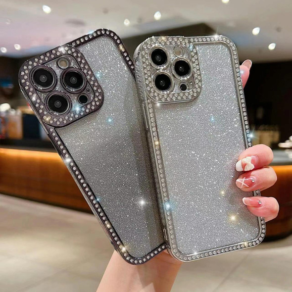 For iPhone 11 Diamond Gradient Glitter Plated TPU Phone Case(Silver)