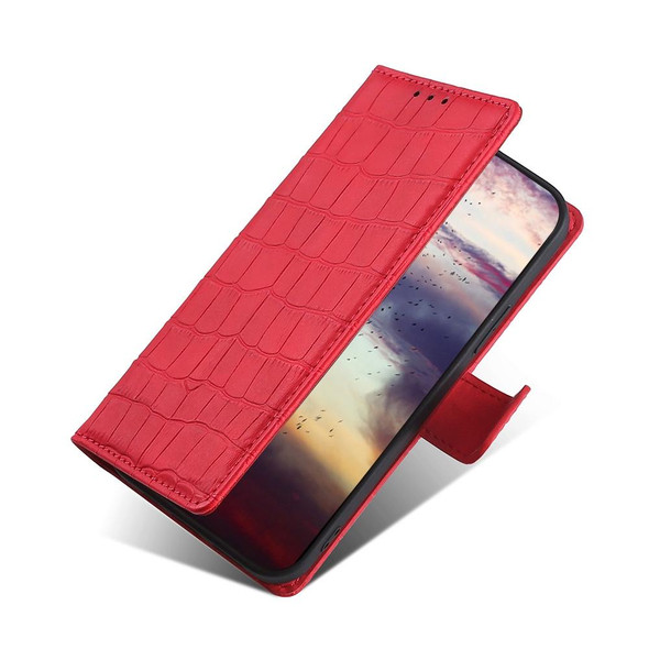 For Tecno Camon 19 / 19 Pro Skin Feel Crocodile Magnetic Clasp Leatherette Phone Case(Red)