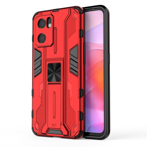 For OPPO Reno7 SE 5G Supersonic PC + TPU Shock-proof Protective Phone Case with Holder(Red)