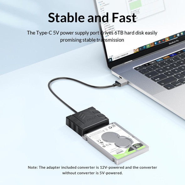 ORICO UTS1 Type-C / USB-C USB 3.0 2.5-inch SATA HDD Adapter with 12V 2A Power Adapter, Cable Length:0.3m(AU Plug)