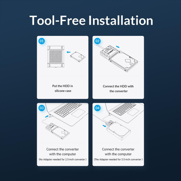 ORICO UTS1 Type-C / USB-C USB 3.0 2.5-inch SATA HDD Adapter with 12V 2A Power Adapter, Cable Length:0.3m(AU Plug)