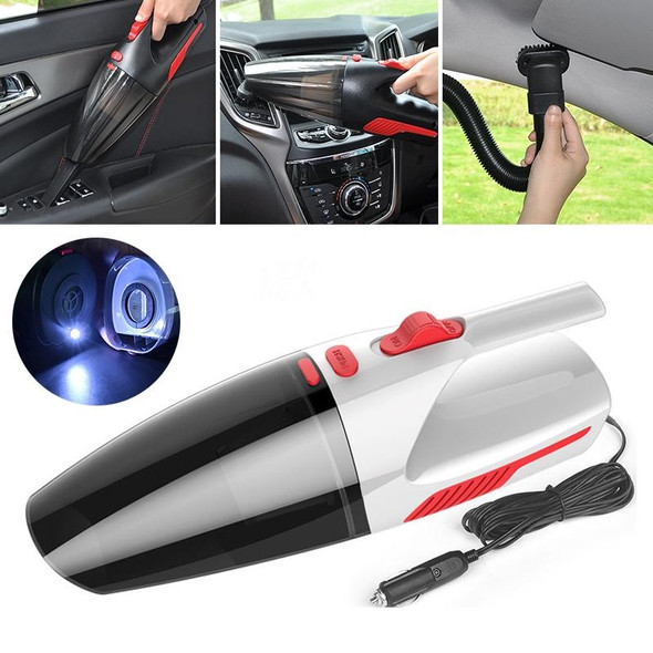 Car Wired Portable 120W Handheld Powerful Vacuum Cleaner with LED Light Cable Length: 5m(White)