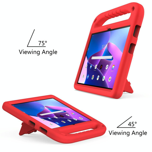 For Lenovo Tab M10 3rd Gen Handle EVA Shockproof Tablet Case with Holder(Red)