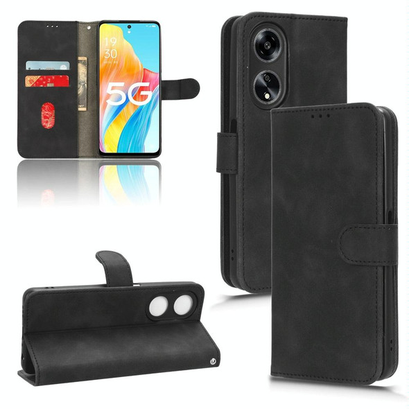 For OPPO A1 5G Skin Feel Magnetic Flip Leatherette Phone Case(Black)