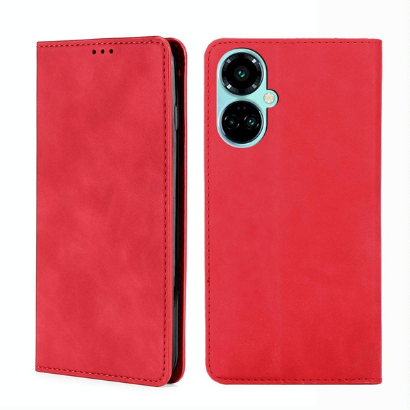 For Tecno Camon 19 / Camon 19 Pro Skin Feel Magnetic Horizontal Flip Leatherette Phone Case(Red)