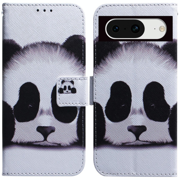 For Google Pixel 8 Coloured Drawing Flip Leatherette Phone Case(Panda)