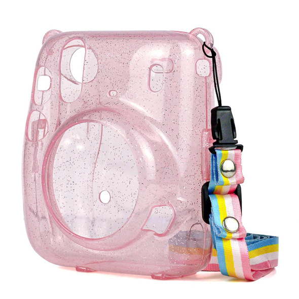 Glitter Power Crystal Case with Strap for FUJIFILM Instax mini 11 (Pink)