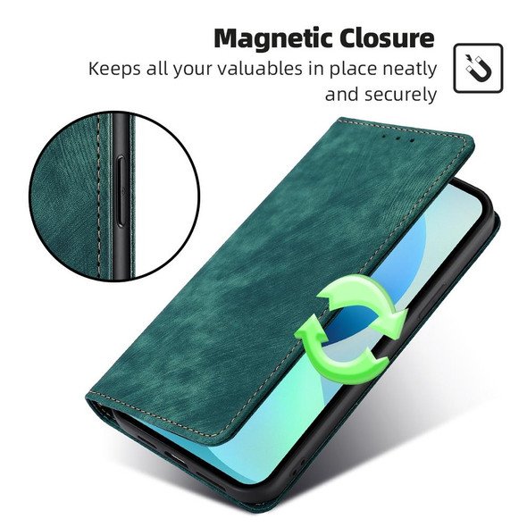 For Infinix Hot 11 Play RFID Anti-theft Brush Magnetic Leatherette Phone Case(Green)