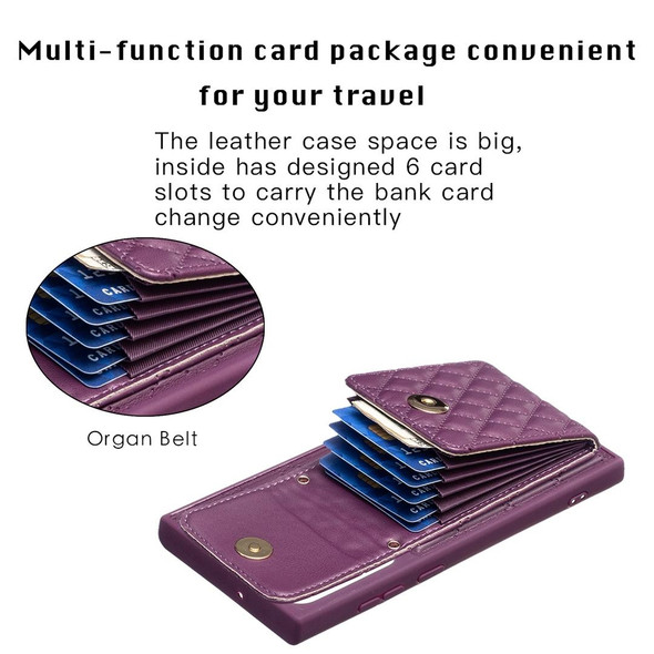 For Samsung Galaxy S22 Ultra 5G Vertical Wallet Rhombic Leatherette Phone Case(Dark Purple)