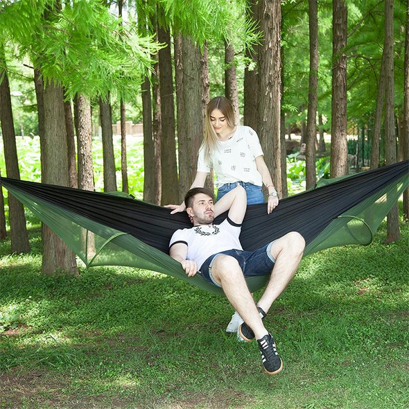 Portable Outdoor Camping Full-automatic Nylon Parachute Hammock with Mosquito Nets, Size : 250 x 120cm (Black)