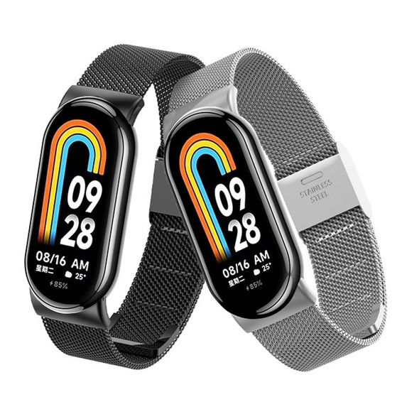 For Xiaomi Mi Band 8 Milanese Buckle Metal Watch Band(Silver)