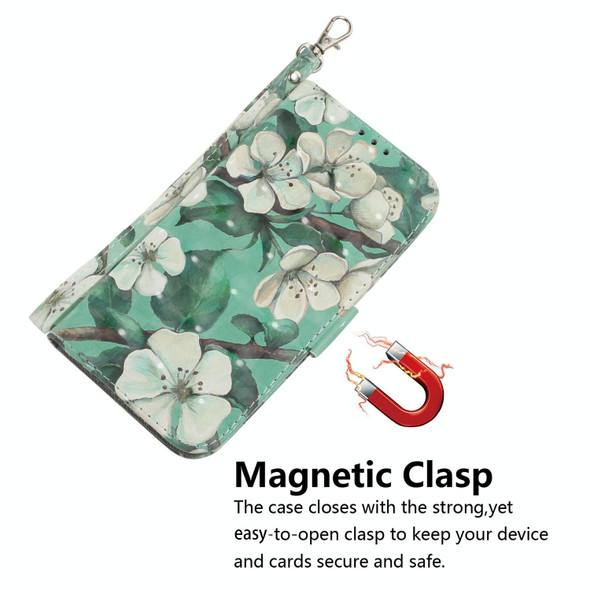 For Realme C55 3D Colored Horizontal Flip Leatherette Phone Case(Watercolor Flower)
