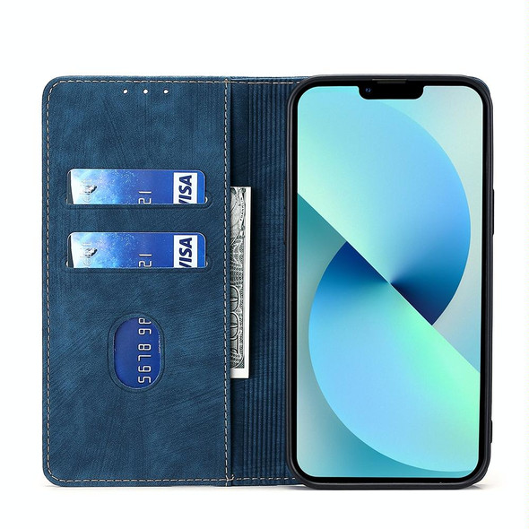 For OPPO Find X6 5G RFID Anti-theft Brush Magnetic Leatherette Phone Case(Blue)