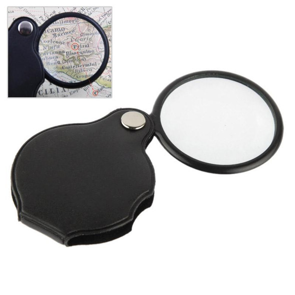 10 PCS 5X 50mm Magnifier Pocket Folding Magnifying Glass Loupe Pocket Spiegel(Black)