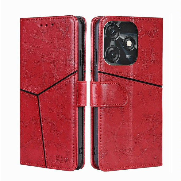 For Tecno Spark 10C Geometric Stitching Flip Leatherette Phone Case(Red)