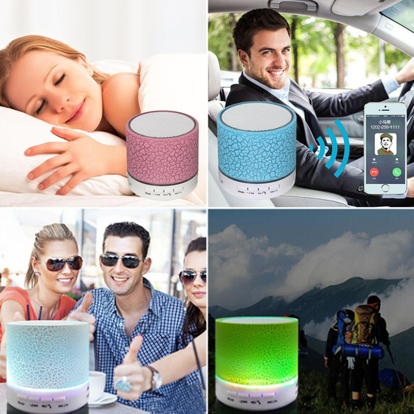 A9 Mini Portable Glare Crack Bluetooth Stereo Speaker with LED Light, Built-in MIC, Support Hands-free Calls & TF Card(White)