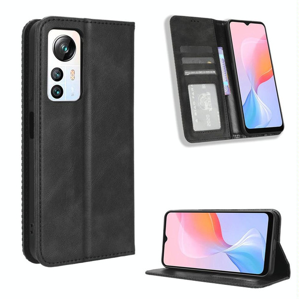 For Blackview A85 Magnetic Buckle Retro Texture Leatherette Phone Case(Black)