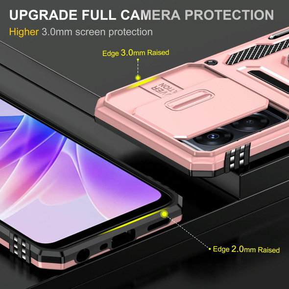 For OPPO A77 4G Armor PC + TPU Camera Shield Phone Case(Rose Gold)