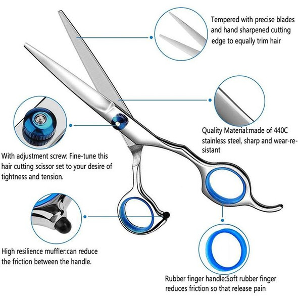 7 PCS Professional Hair Cutting Thinning Scissor Hairdressing Flat Shear Scissors Kit(Gold Silver)