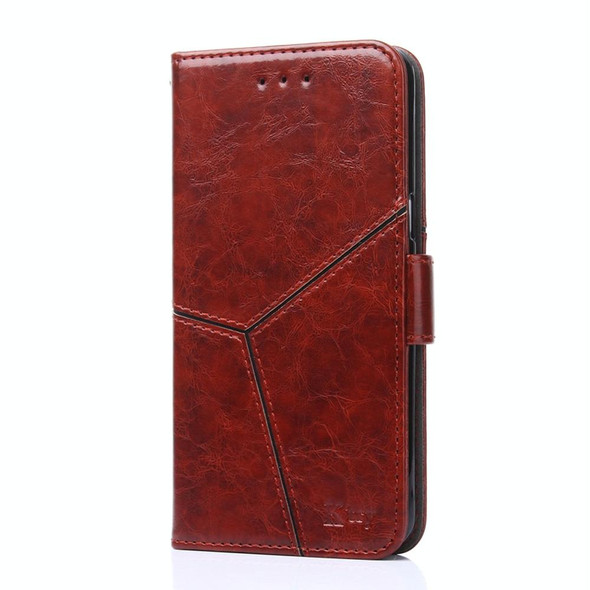 For vivo S16e Geometric Stitching Flip Leatherette Phone Case(Dark Brown)