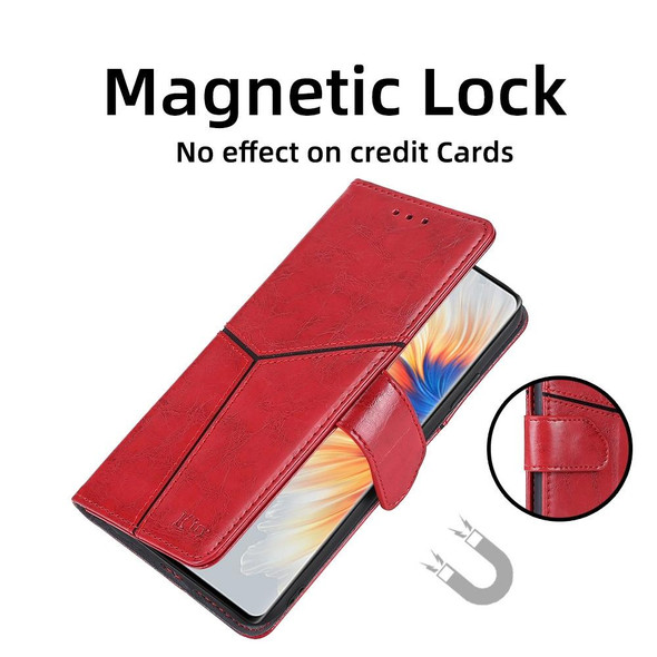 For Realme C55 4G Geometric Stitching Flip Leatherette Phone Case(Dark Brown)