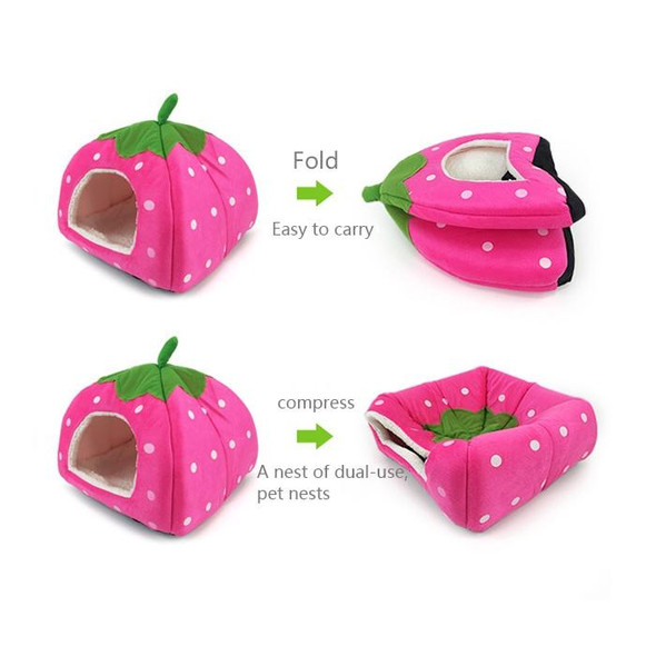 Strawberry Shaped Foldable Short Plush Pet House Nest, Size: M(Red)