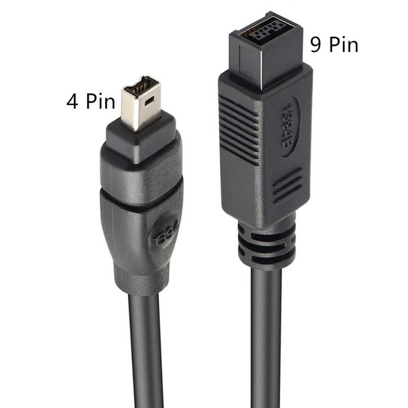 JUNSUNMAY FireWire High Speed Premium DV 800 9 Pin Male To FireWire 400 4 Pin Male IEEE 1394 Cable, Length:1.8m