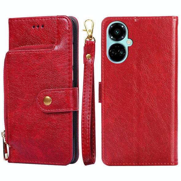 For Tecno Camon 19 / 19 Pro Zipper Bag Leatherette Phone Case(Red)