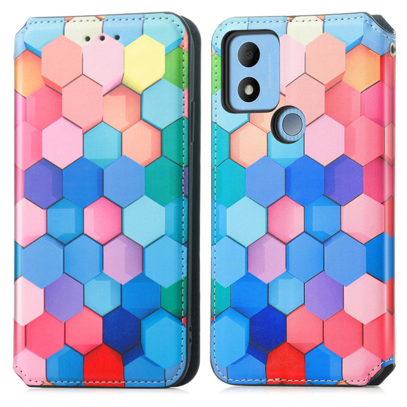 For TCL 305i CaseNeo Colorful Magnetic Leatherette Phone Case(Colorful Cube)