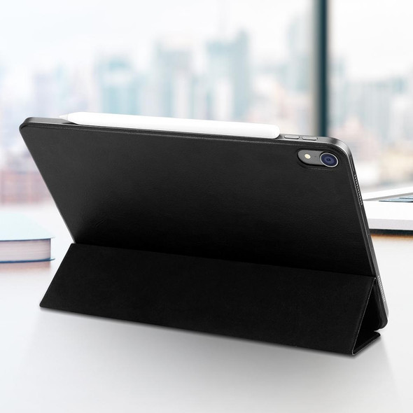 Horizontal Flip Ultra-thin Double-sided Clip Magnetic PU Leather Case for iPad Pro 11 inch (2018) / iPad Air (2020) 10.9, with Three-folding Holder & Sleep / Wake-up Function(Black)