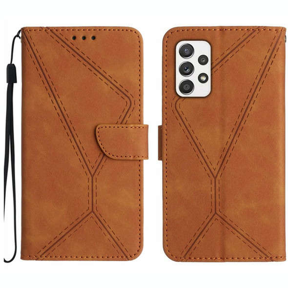 For Samsung Galaxy A73 5G Stitching Embossed Leatherette Phone Case(Brown)