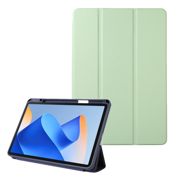 For Huawei MatePad 11 2023 Solid Color 3-folding Leatherette Tablet Case(Matcha Green)