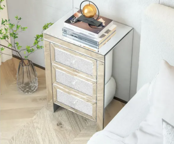 Home Vive - Ralston Contemporary Glam 3 Drawer Pedestal