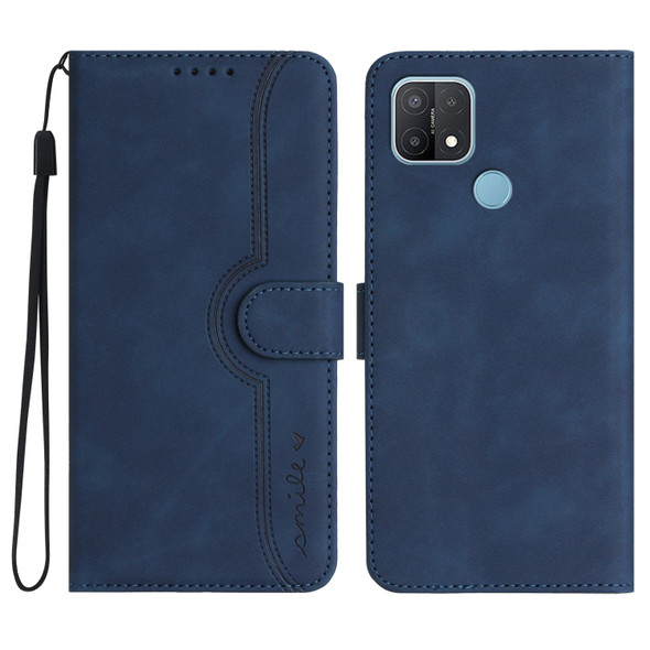 For OPPO A15 / A15s Heart Pattern Skin Feel Leatherette Phone Case(Royal Blue)