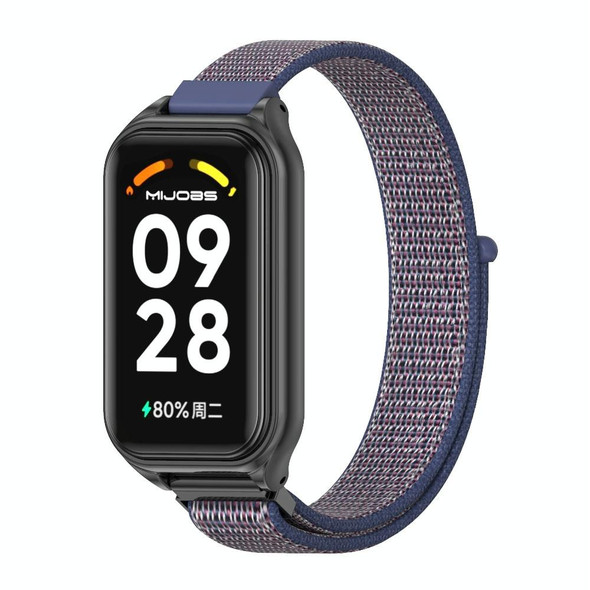 For Redmi Band 2 Mijobs Metal Shell Breathable Nylon Loop Watch Band(Midnight Blue Black)