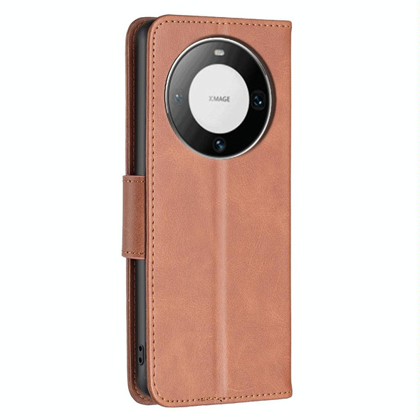 For Huawei Mate 60 Pro/Mate 60 Pro+ Lambskin Texture Pure Color Flip Leatherette Phone Case(Brown)