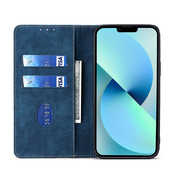 For Tecno Camon 19 / 19 Pro RFID Anti-theft Brush Magnetic Leatherette Phone Case(Blue)