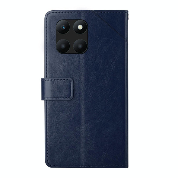 For Honor X6A Y-shaped Pattern Flip Leatherette Phone Case(Blue)
