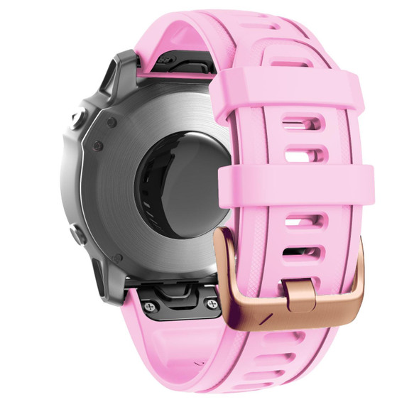 For Garmin Fenix 7S / 6S Pro / 5S Plus 20mm Rose Gold Buckle Silicone Watch Band(Pink)