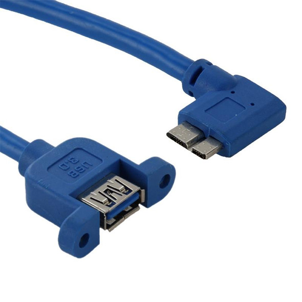 90 Degree Left Turn USB 3.0 Micro-B Male to USB 3.0 Female OTG Cable for Tablet / Portable Hard Drive, Length: 30cm(Blue)